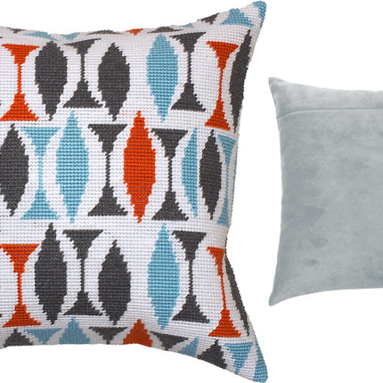 Needlepoint Pillow Kit "Turquoise on White"