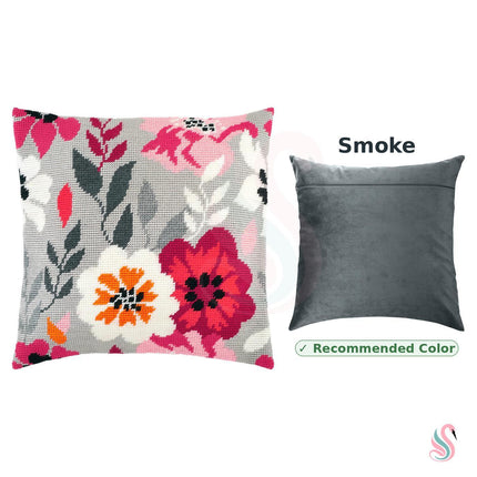 Needlepoint Pillow Kit "Pink Flowers"