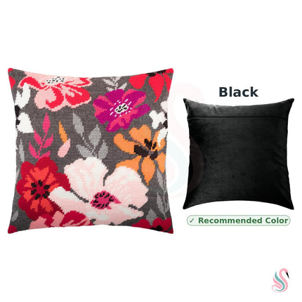Needlepoint Pillow Kit "Red Flowers"