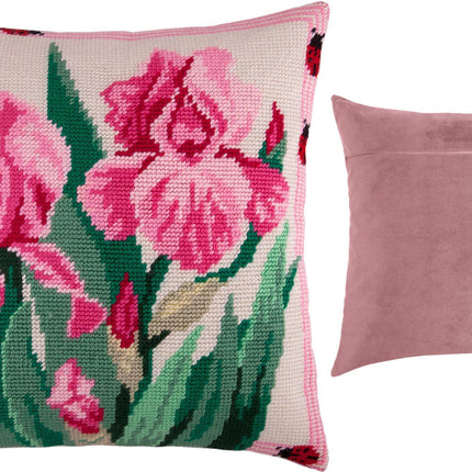 Needlepoint Pillow Kit "Pink Irises"
