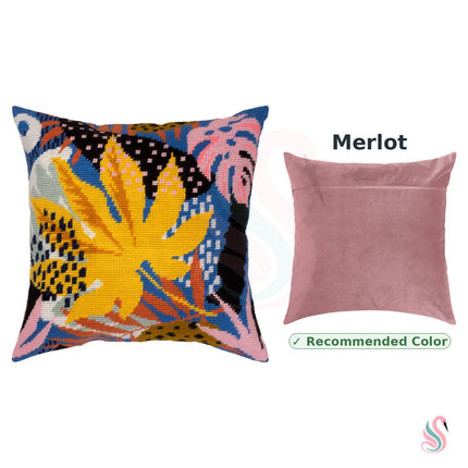 Needlepoint Pillow Kit "Tropical leaves"