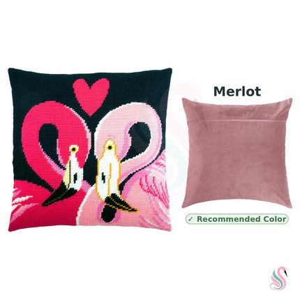 Needlepoint Pillow Kit "Two Flamingos"