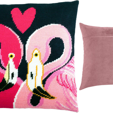 Needlepoint Pillow Kit "Two Flamingos"