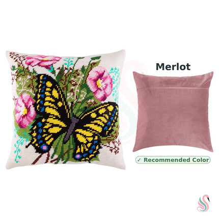 Needlepoint Pillow Kit "Swallowtail on Field Bindweed"