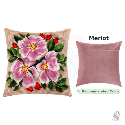 Cross Stitch Pillow Kit "Dog Rose"