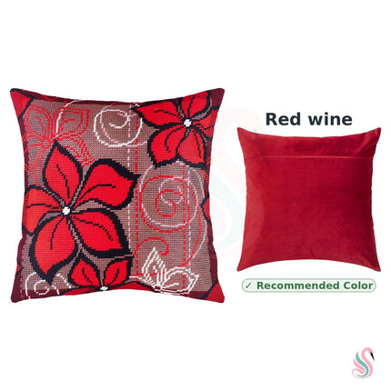 Needlepoint Pillow Kit "Red Flowers"