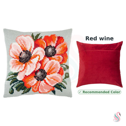 Cross Stitch Pillow Kit "Anemones"