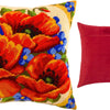 Needlepoint Pillow Kit "Poppies and Forget-Me-Nots"