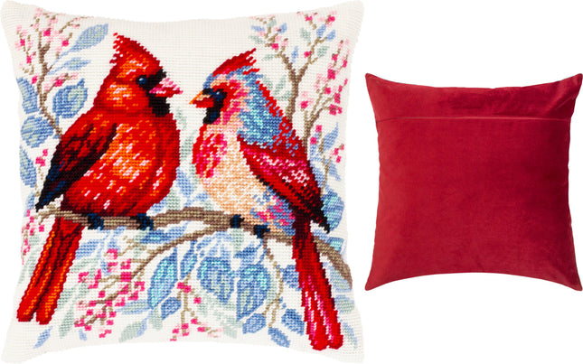Needlepoint Pillow Kit "Cardinal Pair"