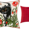 Needlepoint Pillow Kit "A Cat in Poppies"