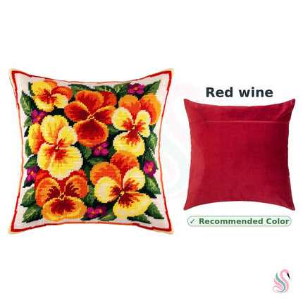 Needlepoint Pillow Kit "Pansies"