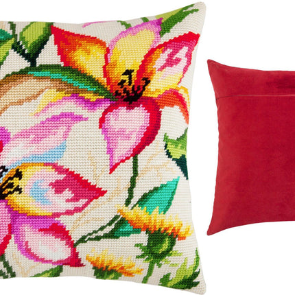 Needlepoint Pillow Kit "Lilies in Watercolor"