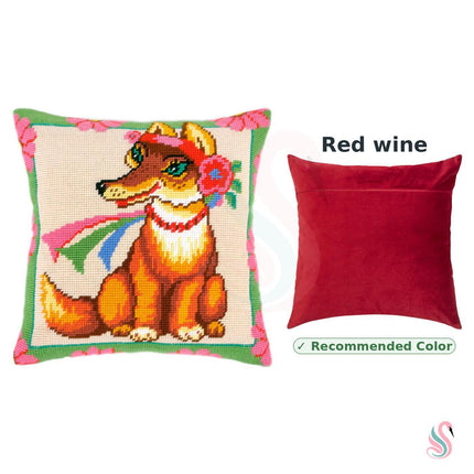 Needlepoint Pillow Kit "A Fox in Flowers"