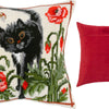 Needlepoint Pillow Kit "A Cat in Poppies"