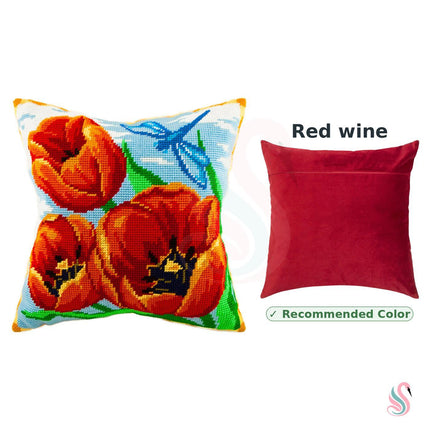Needlepoint Pillow Kit "Red Tulips"