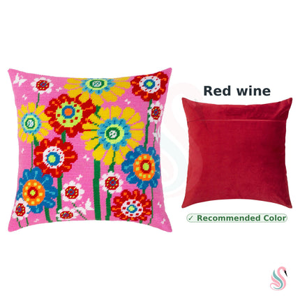 Needlepoint Pillow Kit "Multicolored daisies"