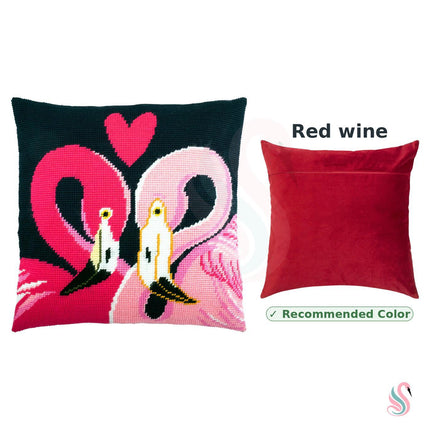 Needlepoint Pillow Kit "Two Flamingos"