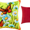 Needlepoint Pillow Kit "Small Tortoiseshells on Daisies"