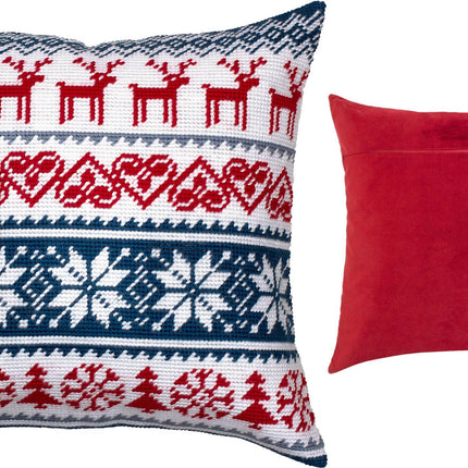 Needlepoint Pillow Kit "Christmas Deer Pattern"