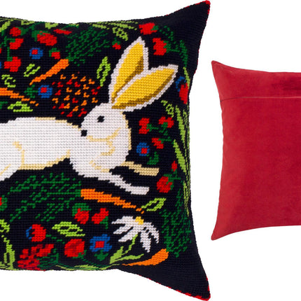 Needlepoint Pillow Kit "Hare on Black"