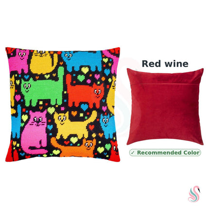 Needlepoint Pillow Kit "Puzzle of Cats"