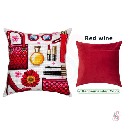 Needlepoint Pillow Kit "Red Is the New Black"