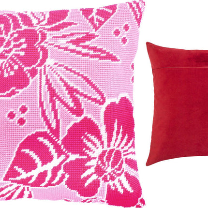 Needlepoint Pillow Kit "Flowers of Pink"