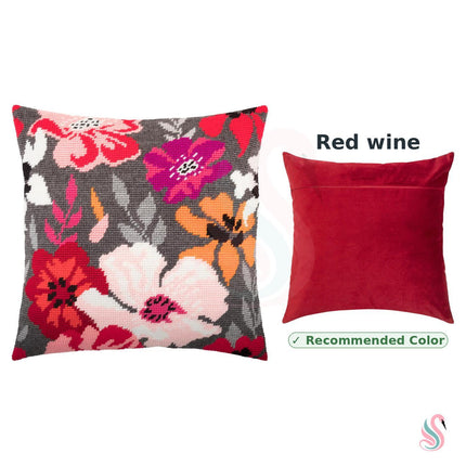 Needlepoint Pillow Kit "Red Flowers"
