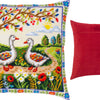 Needlepoint Pillow Kit "Geese Among the Flowers"