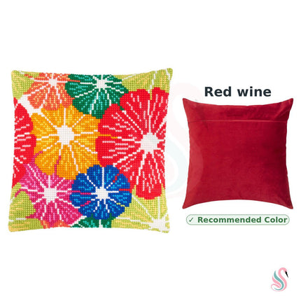 Cross Stitch Pillow Kit "Rainbow of Flowers"