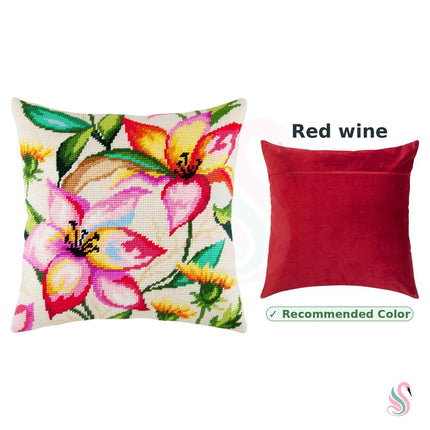 Needlepoint Pillow Kit "Lilies in Watercolor"