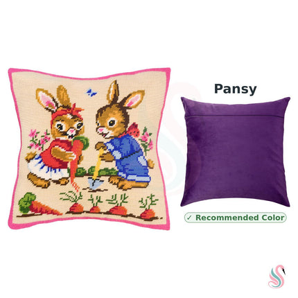 Needlepoint Pillow Kit "Rabbits the Farmers"