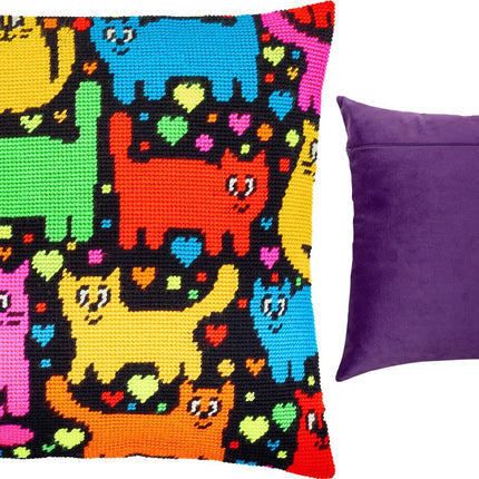 Needlepoint Pillow Kit "Puzzle of Cats"
