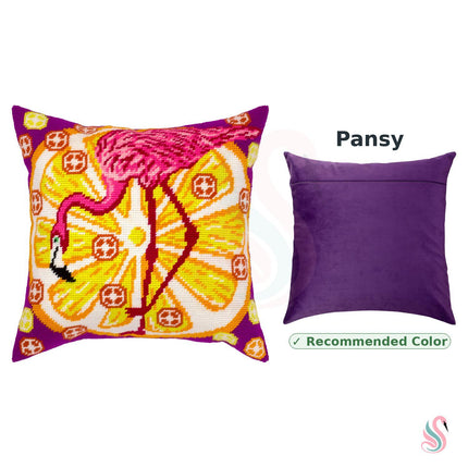 Needlepoint Pillow Kit "Orange Flamingo"