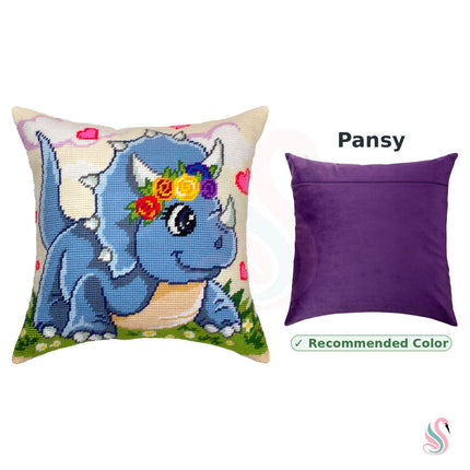 Needlepoint Pillow Kit "Little Triceratops"