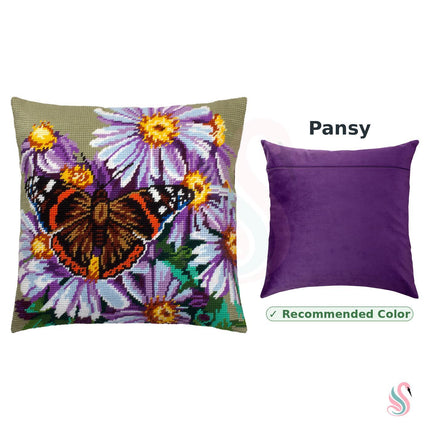 Needlepoint Pillow Kit "Red Admiral on Michaelmas Daisies"