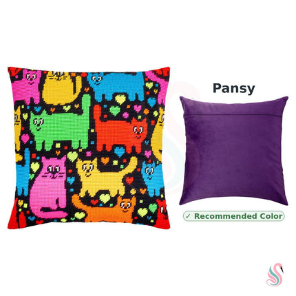 Needlepoint Pillow Kit "Puzzle of Cats"