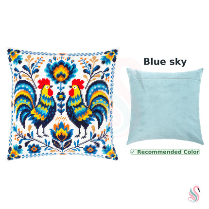 Needlepoint Pillow Kit "Colorful Roosters"