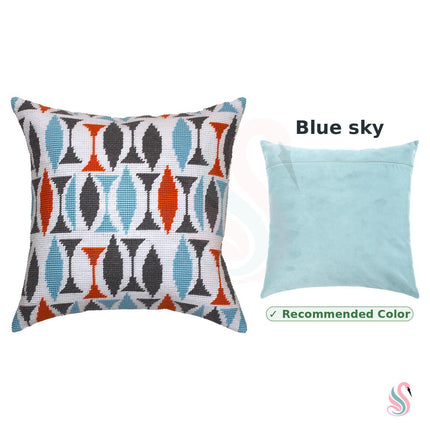 Needlepoint Pillow Kit "Turquoise on White"
