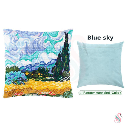 Needlepoint Pillow Kit "Wheat Field with Cypresses"