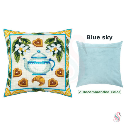 Needlepoint Pillow Kit "Tea and Cookies"