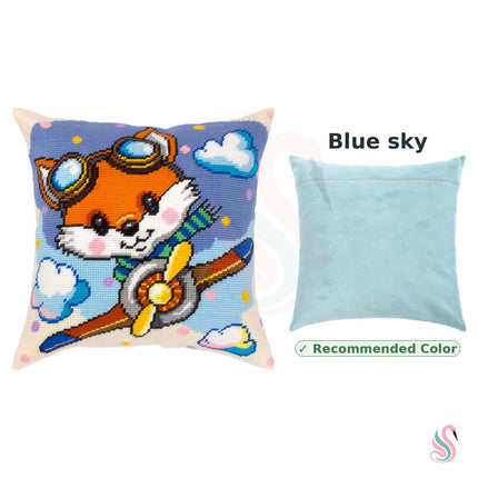 Needlepoint Pillow Kit "Little Fox the Pilot"