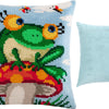 Cross Stitch Pillow Kit "Frog on a Mushroom"