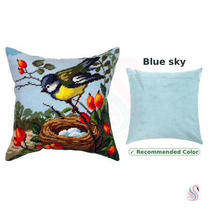 Needlepoint Pillow Kit "Tit at Her Nest"