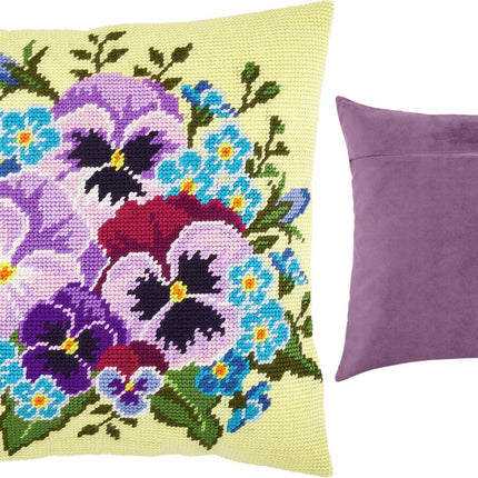 Needlepoint Pillow Kit "Bouquet of Pansies"