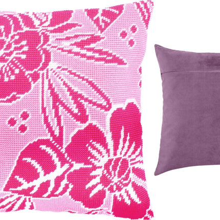 Needlepoint Pillow Kit "Flowers of Pink"