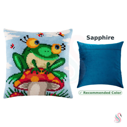 Cross Stitch Pillow Kit "Frog on a Mushroom"