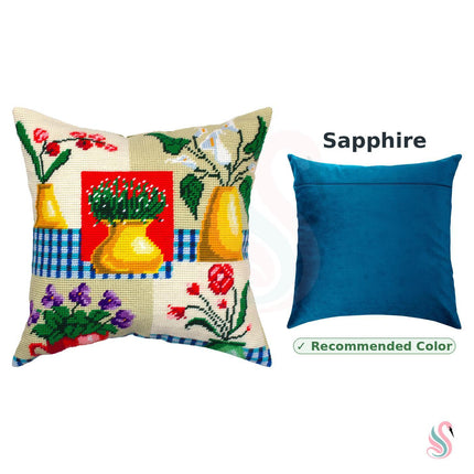 Needlepoint Pillow Kit "Vases and Flowers"