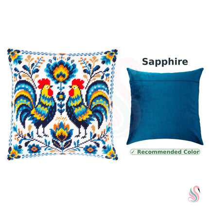 Needlepoint Pillow Kit "Colorful Roosters"