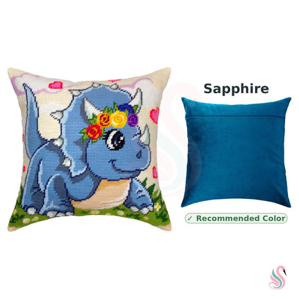 Needlepoint Pillow Kit "Little Triceratops"